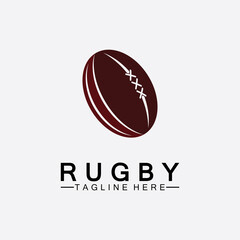 Rugby Ball American Football Icon Vector Logo Template