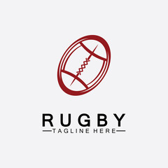 Rugby Ball American Football Icon Vector Logo Template