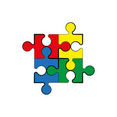 puzzle jigsaw or autism puzzle piece symbol flat vector icon for apps and websites