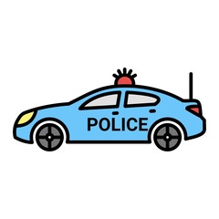 Vector Police Car Outline Icon Design