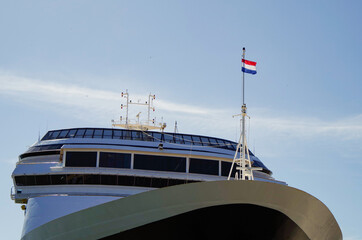 HAL Holland America Line cruiseship or cruise ship liner Zaandam in port of Montevideo, Uruguay on...