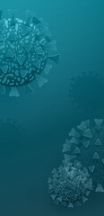 Coronavirus Covid 19 outbreak influenza background. Microscopic close-up of the covid-19 disease.