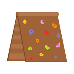 Wooden climbing wall. Grips of climbing wall, Multicolored climbing grips. Vector illustration. EPS 10.
