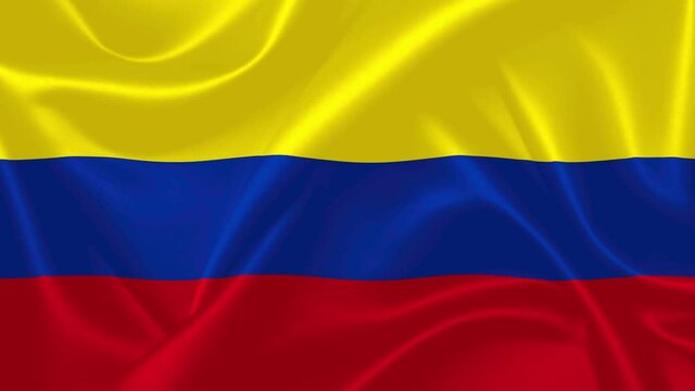 Colombian Waving Flag on 4K Motion Footage. National Flag Animated Fabric. Country Identity Symbol.