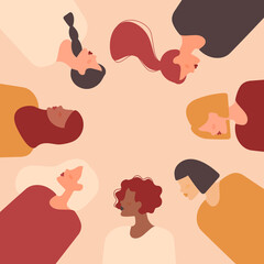 Multinational beauty. Different ethnicity women: African, Asian, Chinese, European, Latin American, Arab. Women different nationalities and cultures. The struggle for rights, independence, equality.