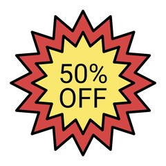 Vector 50% Discount Outline Icon Design