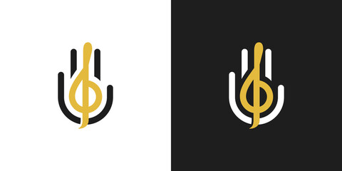 hand and clef logo template - a creative idea of music note design vector © CreativeMate