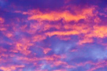 beautiful sunset sky with pink clouds as background