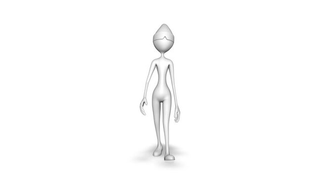 3d Character Man Walking Loop on White Background
