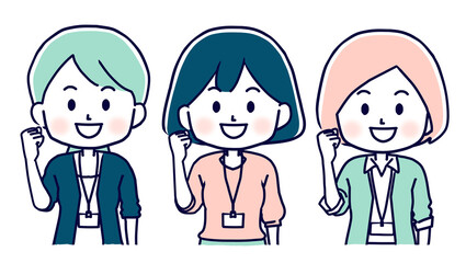 やる気いっぱいの働く若い女性たち