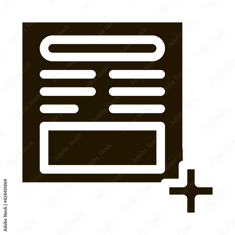 Poster add new article on web site glyph icon vector. add new article on web site sign. isolated symbol ill