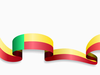 Benin flag wavy abstract background. Vector illustration.