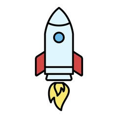 Vector Rocketship Outline Icon Design