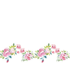 seamless border with roses watercolor pastel colors illustration
