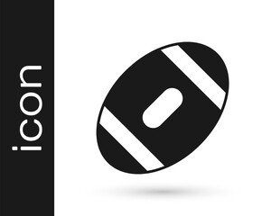 Black American Football ball icon isolated on white background. Rugby ball icon. Team sport game symbol. Vector