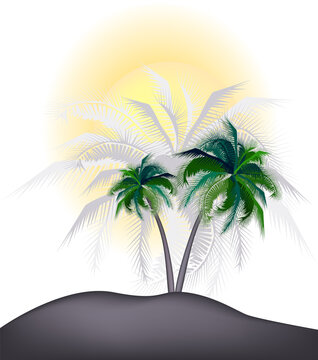 abstract green vector palm tree. Hello summer. Vector illustration