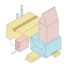 Delivery and shipping carton package. Cardboard boxes