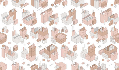 Delivery and shipping packaging seamless pattern