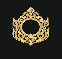 ANCIENT HERALDIC EMBLEM OF GOLD CLASSIC STYLE HISTORICAL ICON