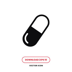 Capsule icon vector. Pill sign