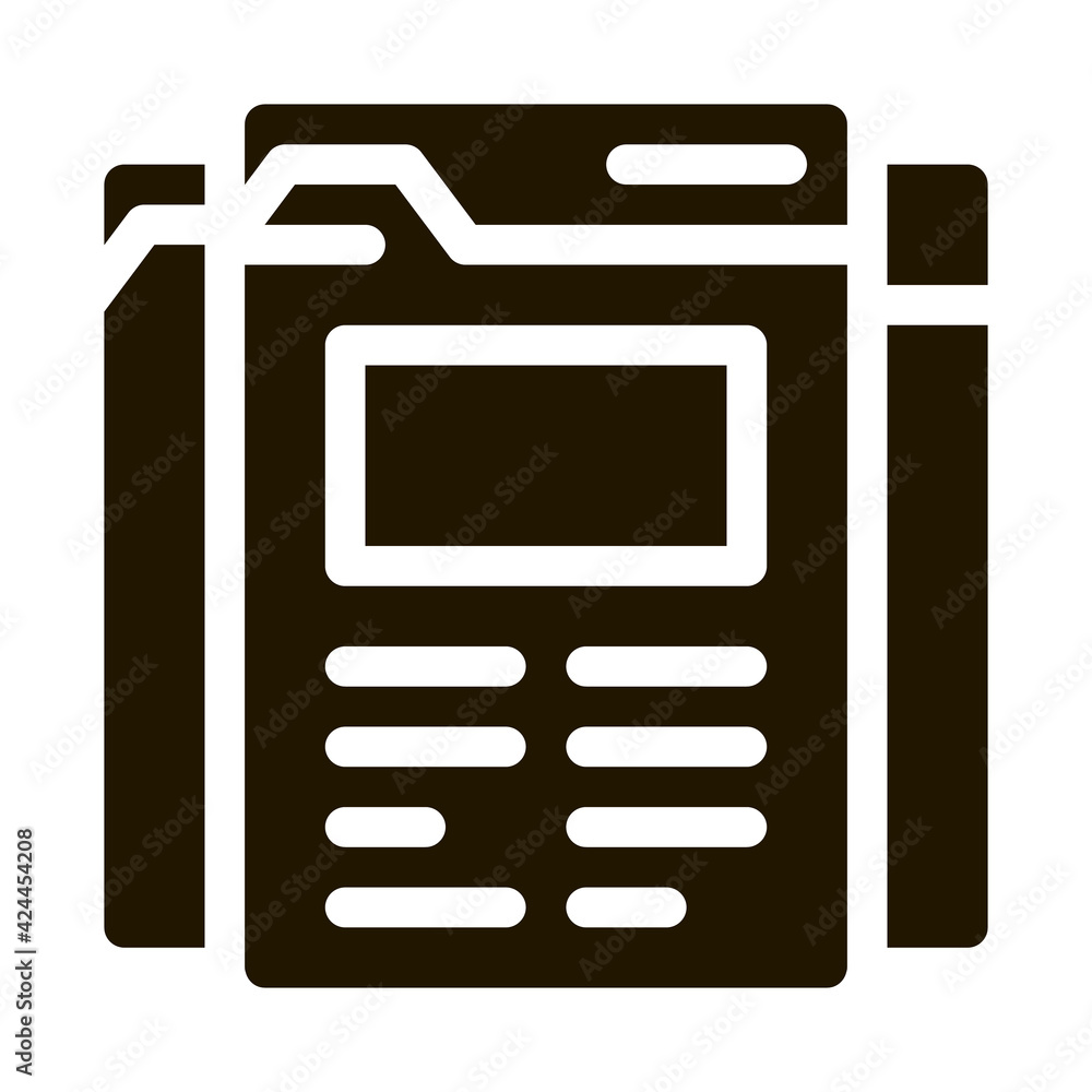 Poster different pages of web site project glyph icon vector. different pages of web site project sign. iso