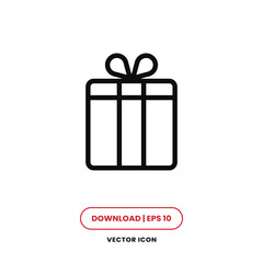 Gift box icon vector. Present sign