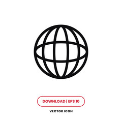 Globe icon vector. World planet sign