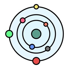 Vector Solar System Outline Icon Design