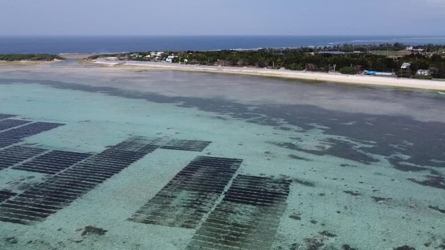 空から見る美しい沖縄の海　備瀬ビーチ01