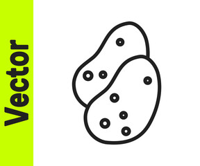 Black line Potato icon isolated on white background. Vector