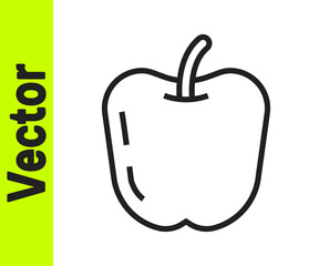 Black line Apple icon isolated on white background. Fruit with leaf symbol. Vector