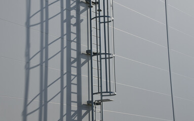 the fire ladder leading to the roof of the hall is secured by a grille in the lower part of the...