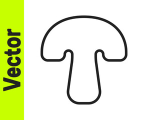 Black line Mushroom icon isolated on white background. Vector