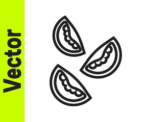 Black line Tomato icon isolated on white background. Vector