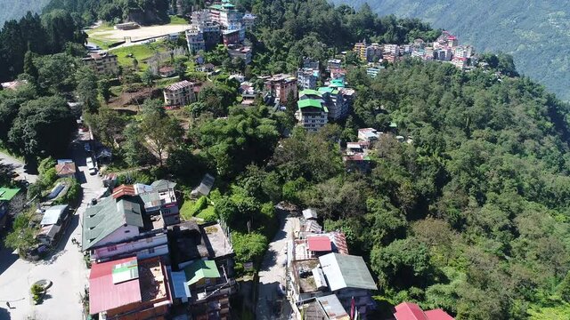 Pelling en Inde dans l' &eacute;tat du Sikkim vue du ciel