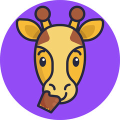 Giraffe Emoji Icons. Vector Illustrations