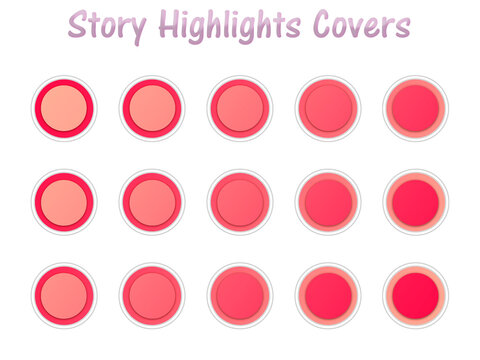 Set of Instagram Story Highlights Covers Icons. Colourful gradient background. Set of templates for social networks and blogs, 3D