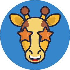 Giraffe Emoji Icons. Vector Illustrations