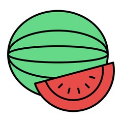 Vector Watermelon Outline Icon Design