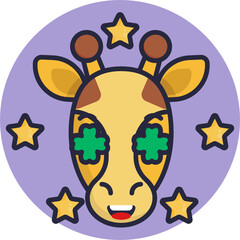Giraffe Emoji Icons. Vector Illustrations