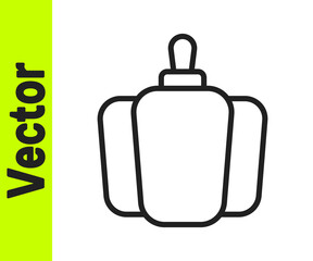 Black line Bell pepper or sweet capsicum icon isolated on white background. Vector