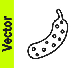 Black line Fresh cucumber icon isolated on white background. Vector