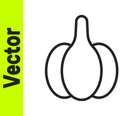 Black line Garlic icon isolated on white background. Vector