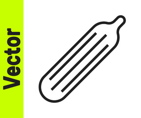 Black line Fresh cucumber icon isolated on white background. Vector