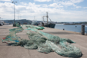 fishing nets in the harbor