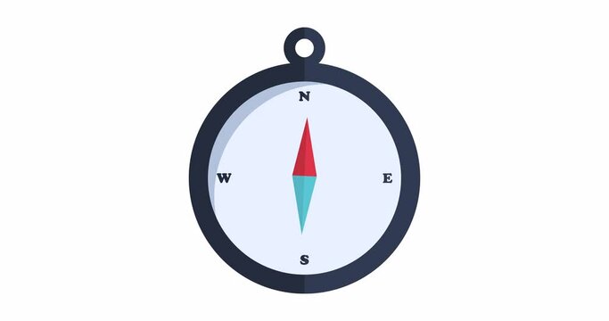 Compass animation. A tool for navigation and orientation on the map. 4K animation with alpha channel
