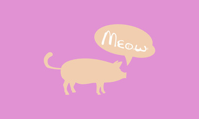 Funny concept fake cat. Cute piglet. Vector Illustration.