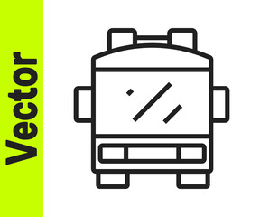 Black line Fire truck icon isolated on white background. Fire engine. Firefighters emergency vehicle. Vector