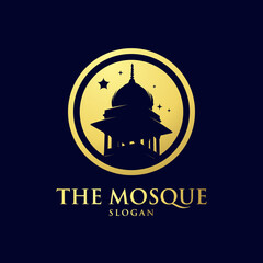 Gold mosque architecture art logo vector