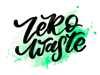 Concept Zero Waste handwritten text title sign. Vector illustration.